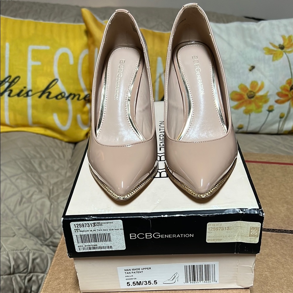 BCBGeneration Women's Tan Patent Heels